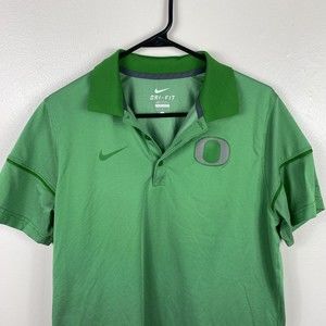 Nike Oregon Ducks Polo Shirt Mens Medium Green Short Sleeve Dri-Fit Golf